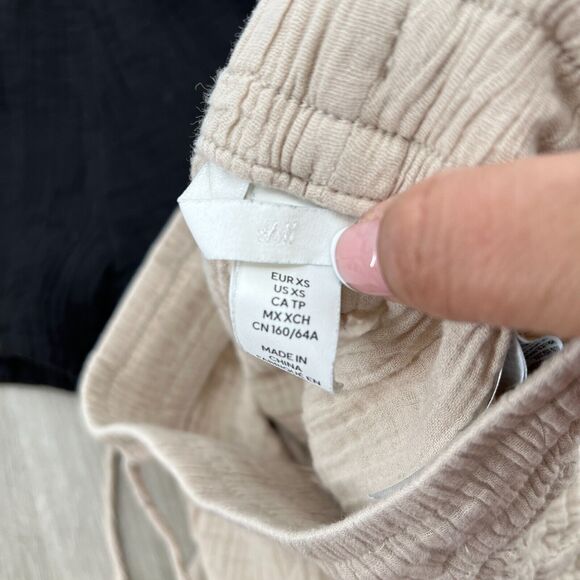 H&M Bundle of 2 Black and Tan Cotton Shorts Pull On with Pockets Women's XS - Picture 5 of 8